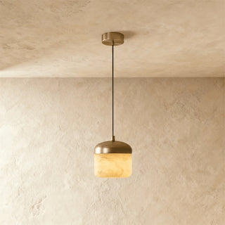 Elin Capped Alabaster Drum Pendant Light