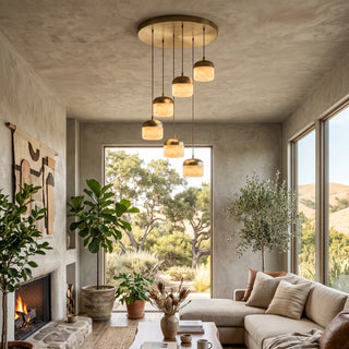 Elin Capped Alabaster Drum Pendant Light