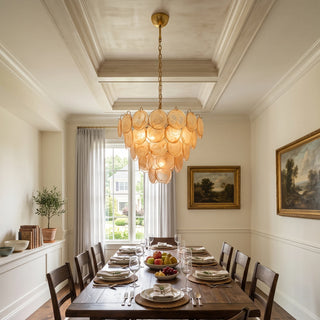 Elodie Gold Swirl Disc Glass Chandelier