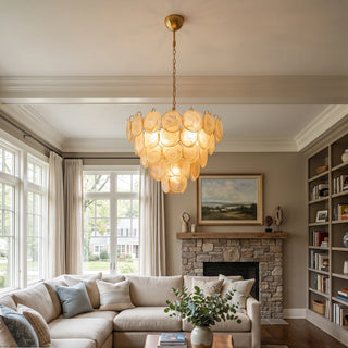 Elodie Gold Swirl Disc Glass Chandelier