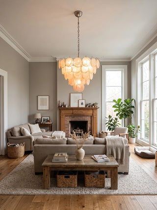 Elodie Gold Swirl Disc Glass Chandelier