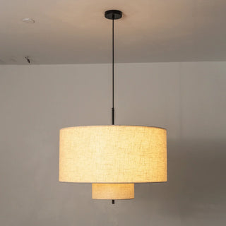 Fabric Double Layer Drum Pendant Light