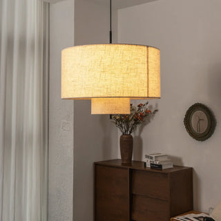 Fabric Double Layer Drum Pendant Light