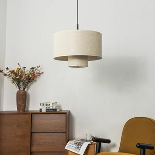 Fabric Double Layer Drum Pendant Light
