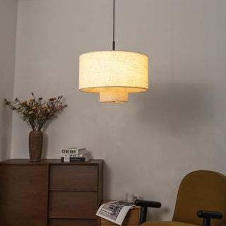 Fabric Double Layer Drum Pendant Light