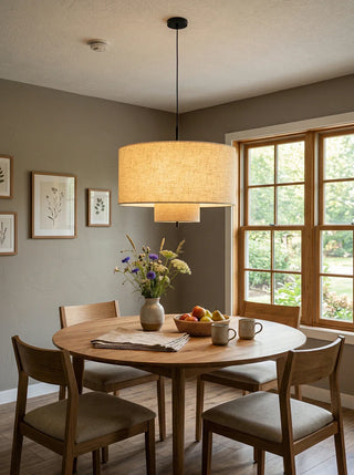 Fabric Double Layer Drum Pendant Light