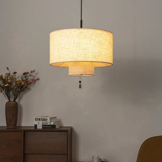 Fabric Double Layer Drum Pendant Light