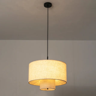 Fabric Double Layer Drum Pendant Light