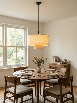Fabric Double Layer Drum Pendant Light