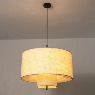 Fabric Double Layer Drum Pendant Light