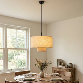 Fabric Double Layer Drum Pendant Light