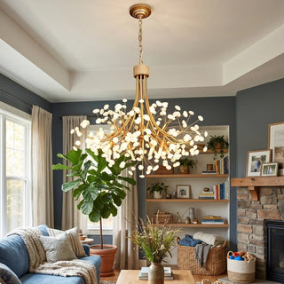 Firefly Round Brass Pebble Chandelier