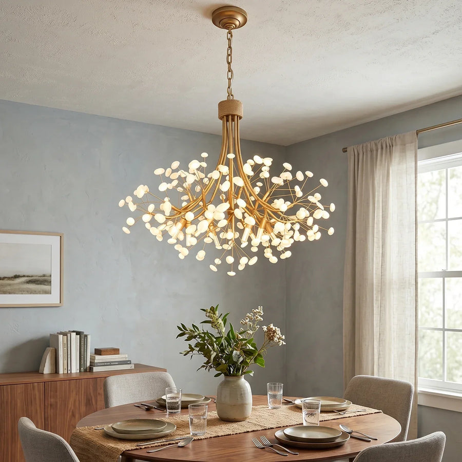Firefly Round Brass Pebble Chandelier