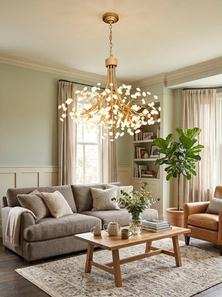 Firefly Round Brass Pebble Chandelier