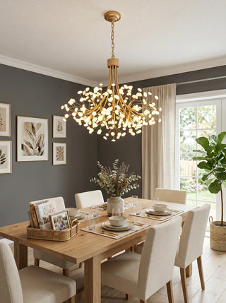 Firefly Round Brass Pebble Chandelier