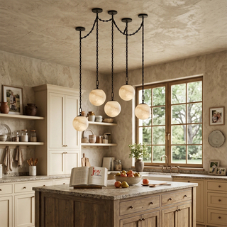 Alabaster Spherical Chain Chandelier