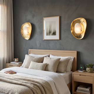 Forged Brass Alabaster Pebble Wall Lamp