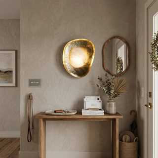 Forged Brass Alabaster Pebble Wall Lamp
