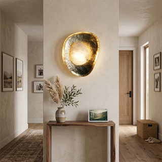 Forged Brass Alabaster Pebble Wall Lamp