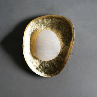 Forged Brass Alabaster Pebble Wall Lamp