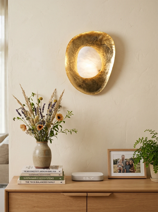 Forged Brass Alabaster Pebble Wall Lamp