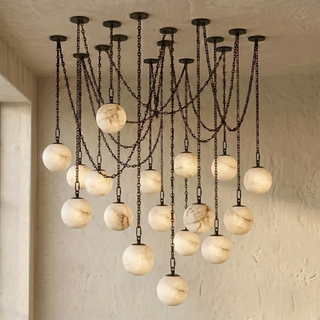 Alabaster Spherical Chain Chandelier