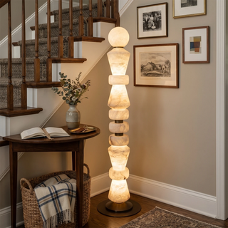 Geometric Alabaster Sculptural Floor Lamp