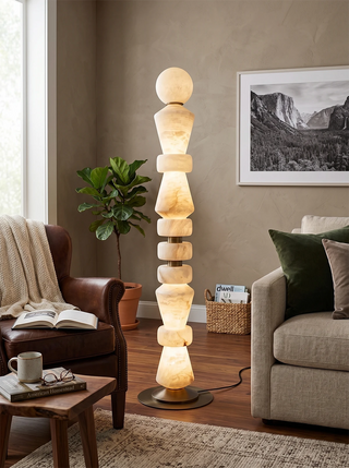 Geometric Alabaster Sculptural Floor Lamp