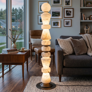 Geometric Alabaster Sculptural Floor Lamp