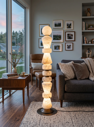 Geometric Alabaster Sculptural Floor Lamp