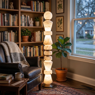 Geometric Alabaster Sculptural Floor Lamp