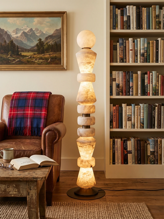 Geometric Alabaster Sculptural Floor Lamp