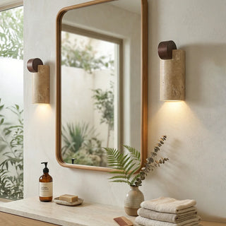 Geometric Solenne Curve Travertine Wall Lamp