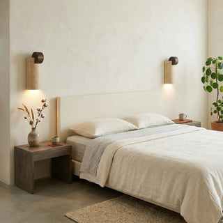 Geometric Solenne Curve Travertine Wall Lamp