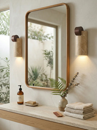 Geometric Solenne Curve Travertine Wall Lamp