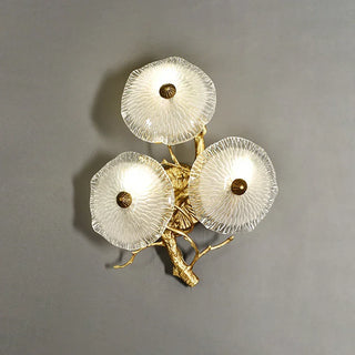 Glass Lotus Leaf Brass Branch Wall Lamp