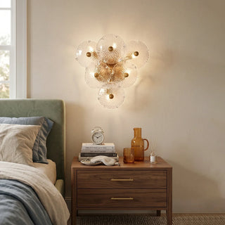 Glass Lotus Leaf Brass Branch Wall Lamp