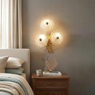 Glass Lotus Leaf Brass Branch Wall Lamp