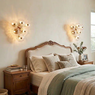 Glass Lotus Leaf Brass Branch Wall Lamp