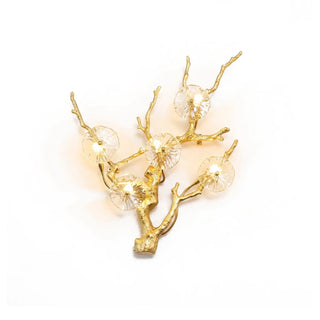 Glass Lotus Leaf Brass Branch Wall Lamp