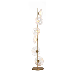 Glass Petals Floor Lamp Vidirlighting eCommerce Catalog Display View of Illuminated Organic Glass Petal Tree Floor Lamp Isolated on White