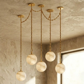 Alabaster Spherical Chain Chandelier