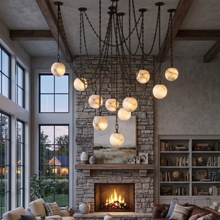 Alabaster Spherical Chain Chandelier