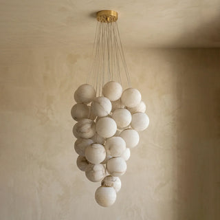 Vidirlighting Alabaster Grape Cluster Pendant With Brass Accents Organic Modern Stone Lighting Fixture