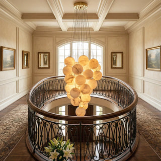 Vidirlighting Multi Light Alabaster Cluster For High Ceiling Entryway Sculptural Stone Foyer Chandelier