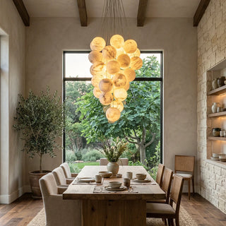 Grape Shaped Alabaster Cluster Chandelier Vidirlighting Quiet Luxury Dining Room Decor Organic Modern Interior