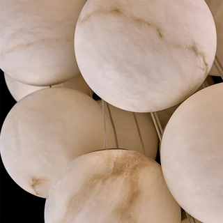 Grape Shaped Alabaster Cluster Chandelier Vidirlighting Close Up Natural Veining Spanish Alabaster Stone Texture
