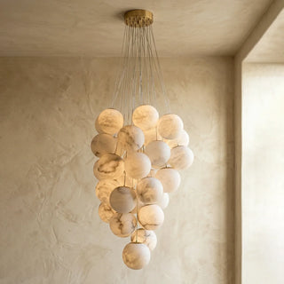 Grape Shaped Alabaster Cluster Chandelier Vidirlighting Nature Inspired Grapevine Design Organic Sculpture