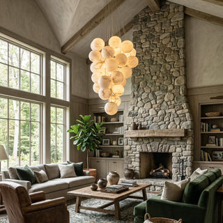 Grape Shaped Alabaster Cluster Chandelier Vidirlighting Upscale Residential Interior Design Focal Point