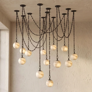 Alabaster Spherical Chain Chandelier